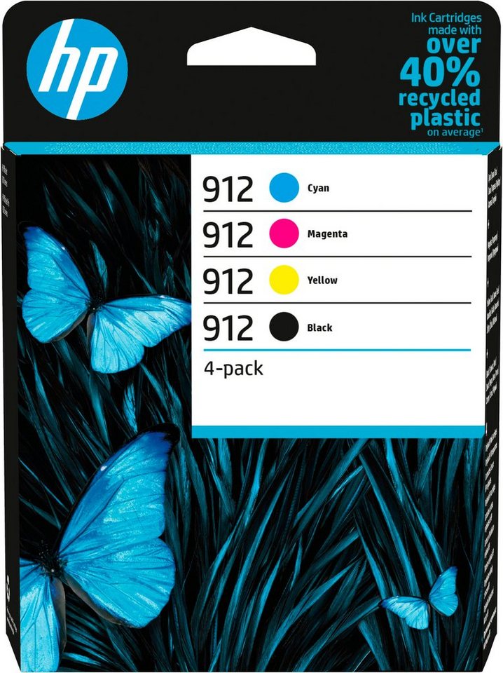 HP 912 Tintenpatrone – Schwarz, Cyan, Magenta, Gelb – 4er-Pack