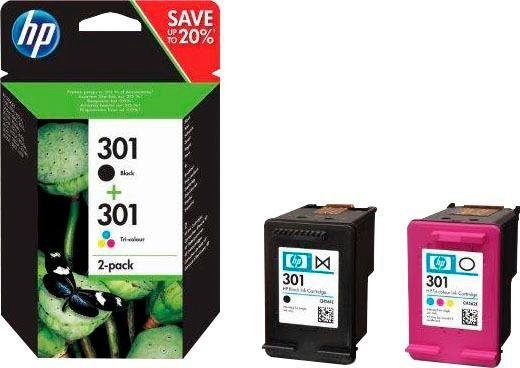 HP 301 Tintenpatrone – Schwarz, Cyan, Magenta, Gelb – 2er-Pack