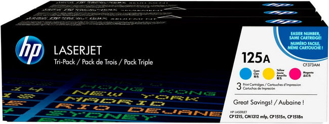 HP 125A Toner – Cyan, Magenta, Gelb – 3er-Pack