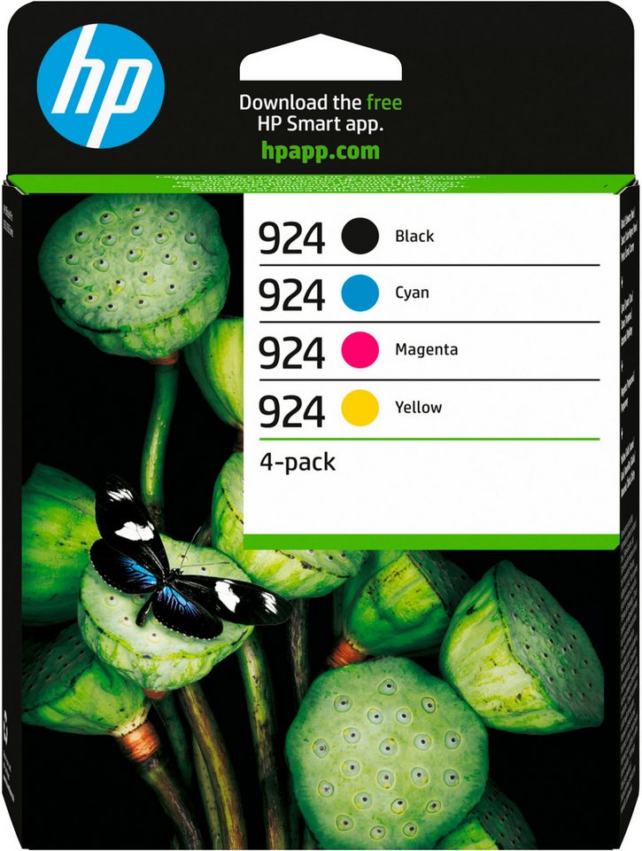 HP 924 Tintenpatrone – Schwarz, Cyan, Magenta, Gelb – 4er-Pack