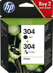 HP 304 Tintenpatrone – Schwarz, Cyan, Magenta, Gelb – 2er-Pack