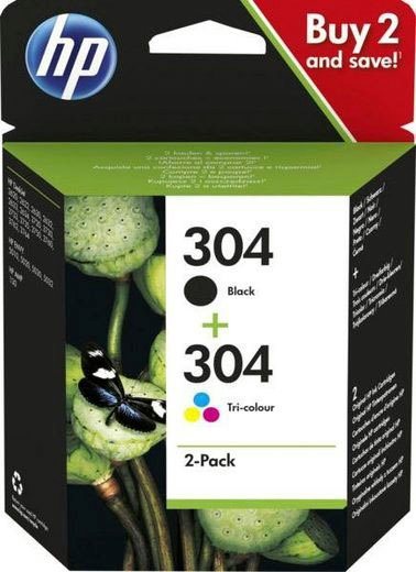 HP 304 Tintenpatrone – Schwarz, Cyan, Magenta, Gelb – 2er-Pack
